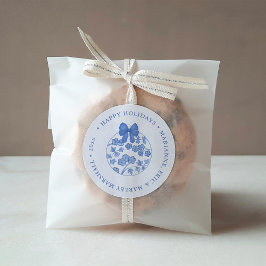 Adesivo Redondo Chinoiserie Azul E Branco Feliz Natal