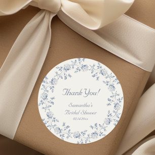 Adesivo Redondo Chinoiserie Azul Festa de Noivado