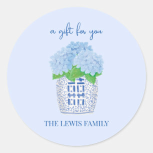 Adesivo Redondo Chinoiserie Hydrangea Gift Sticker