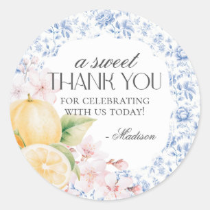 Adesivo Redondo Chinoiserie Lemon Tea Party Floral Favor Sticker