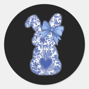 Adesivo Redondo Chinoiserie Páscoa Azul Torre Vintage Boho Floral