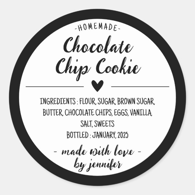 Adesivo Redondo Chip Cookie de Chocolate Preto (Frente)