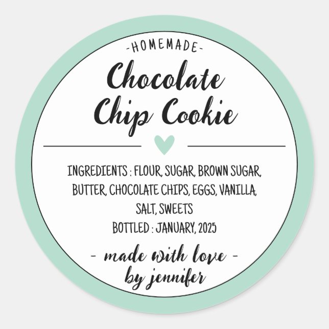 Adesivo Redondo Chip Cookie de Chocolate Verde (Frente)