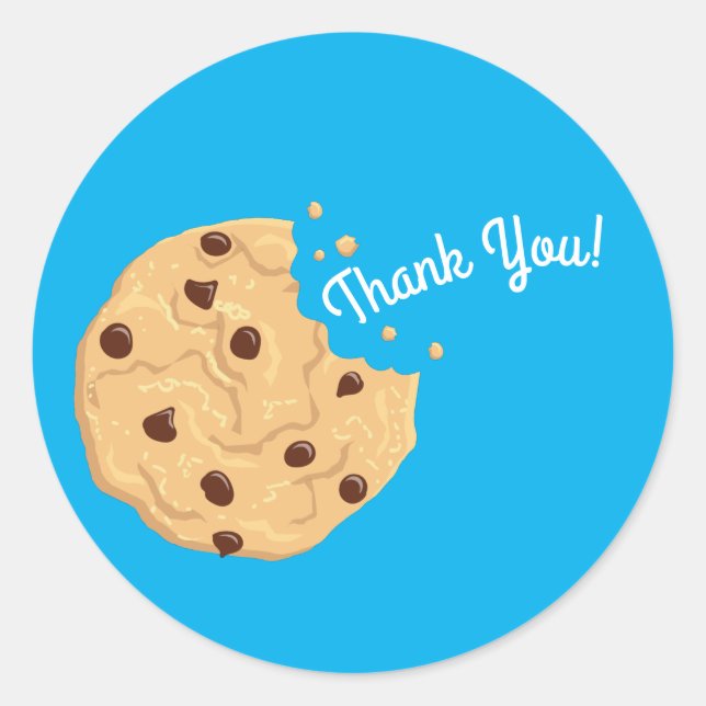 Adesivo Redondo Chip Cookies primeiro aniversario Festa Azul (Frente)