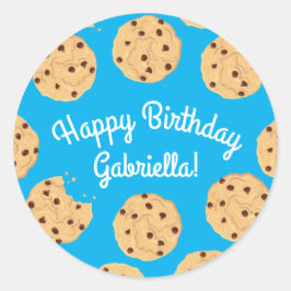 Adesivo Redondo Chip Cookies primeiro aniversario Festa Azul