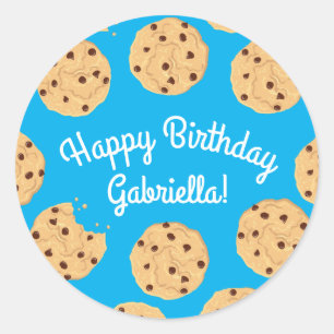Adesivo Redondo Chip Cookies primeiro aniversario Festa Azul