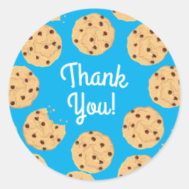 Adesivo Redondo Chip Cookies primeiro aniversario Festa Azul