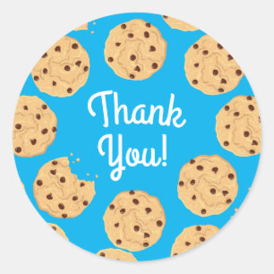 Adesivo Redondo Chip Cookies primeiro aniversario Festa Azul