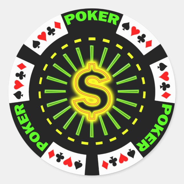 ADESIVO REDONDO CHIP DE POKER DE SINAL DÓLAR (Frente)