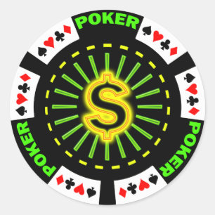 ADESIVO REDONDO CHIP DE POKER DE SINAL DÓLAR