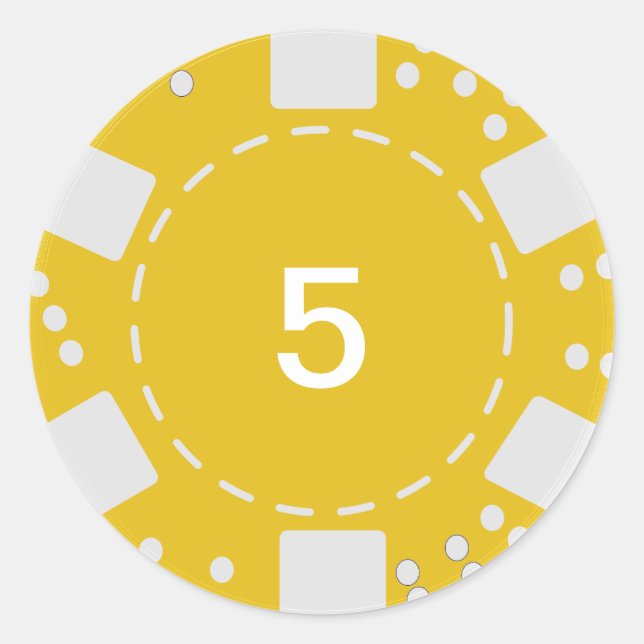 Adesivo Redondo Chip de pôquer amarelo (Frente)