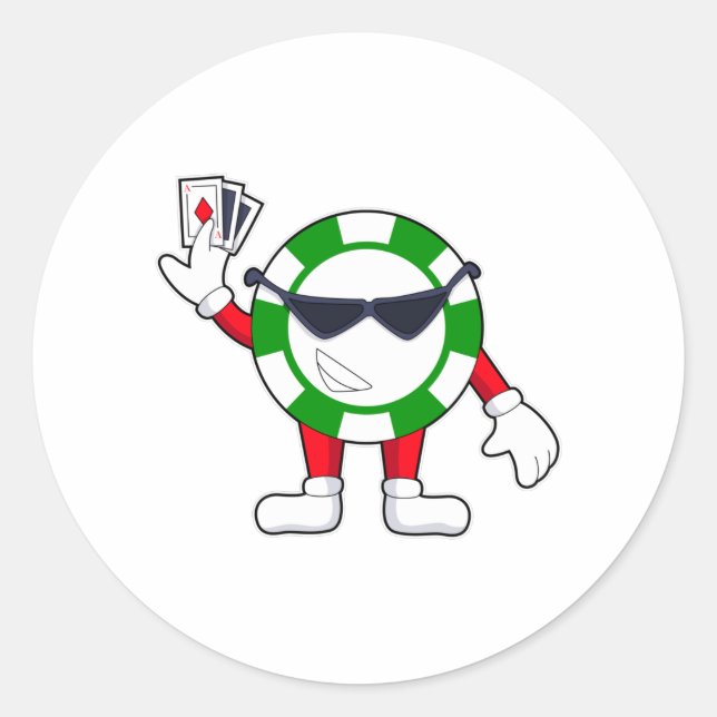 Adesivo Redondo Chip de pôquer com cartões Poker (Frente)