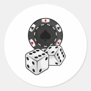Adesivo Redondo Chip & Dice para Poker