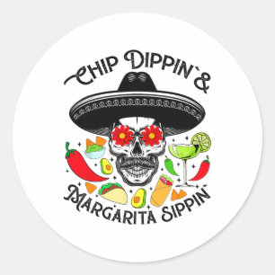 Adesivo Redondo Chip Dippin Margarita Sippin Funny Skull
