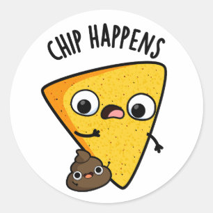 Adesivo Redondo Chip Happens Engraçado Poop Pun