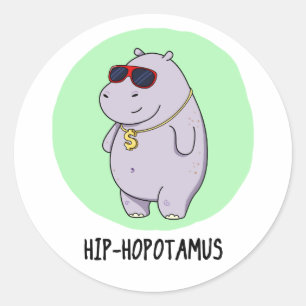 Adesivo Redondo Chip-Hopotamus Cute Animal Hippo Pun