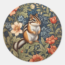 Adesivo Redondo Chipmunk Bonito William Morris Inspirou Floral