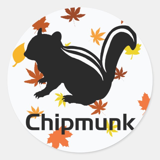 Adesivo Redondo Chipmunk　illustration　(12)　Black (Frente)