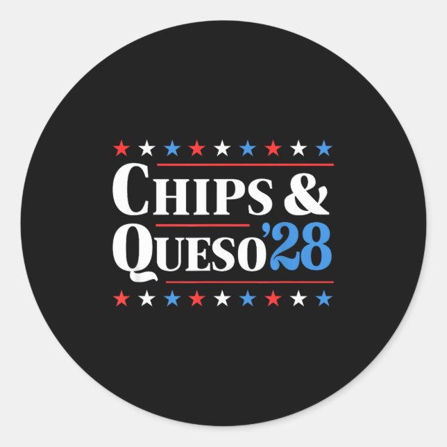 Adesivo Redondo Chips And Queso 2028 Funny Presidential Election 2 (Frente)