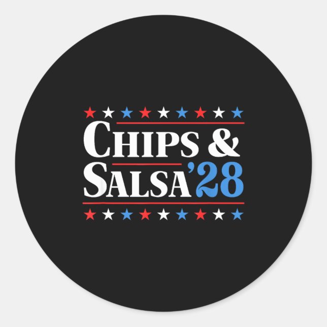 Adesivo Redondo Chips And Salsa 2028 Funny Presidential Election 2 (Frente)