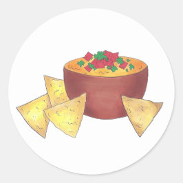 Adesivo Redondo Chips Chili Con Queso Blanco Nachos Cheese Dip