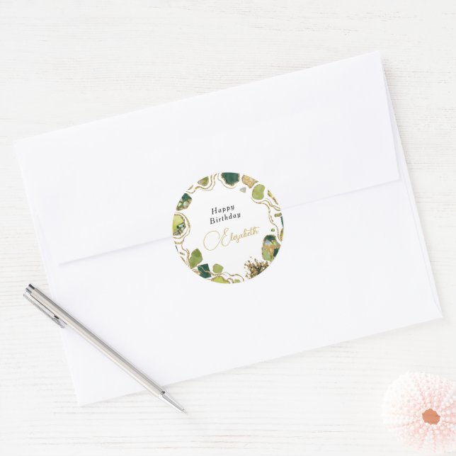 Adesivo Redondo Chique Branco Dourado Falso (Envelope)