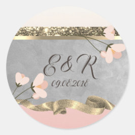 Adesivo Redondo Chique Elegante Casamento Floral