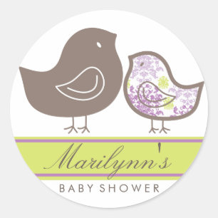 Adesivo Redondo Chique Elegante Roxo Damasko Chicks Menina Baby Sh