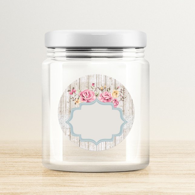 Adesivo Redondo Chique Floral Rustic Wood & Lace Write-On (Criador carregado)