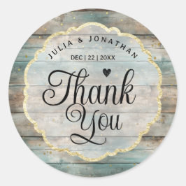 Adesivo Redondo Chique Pastel Wood Obrigado