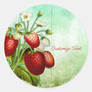 Adesivo Redondo Chique Strawberry Patch Personalize