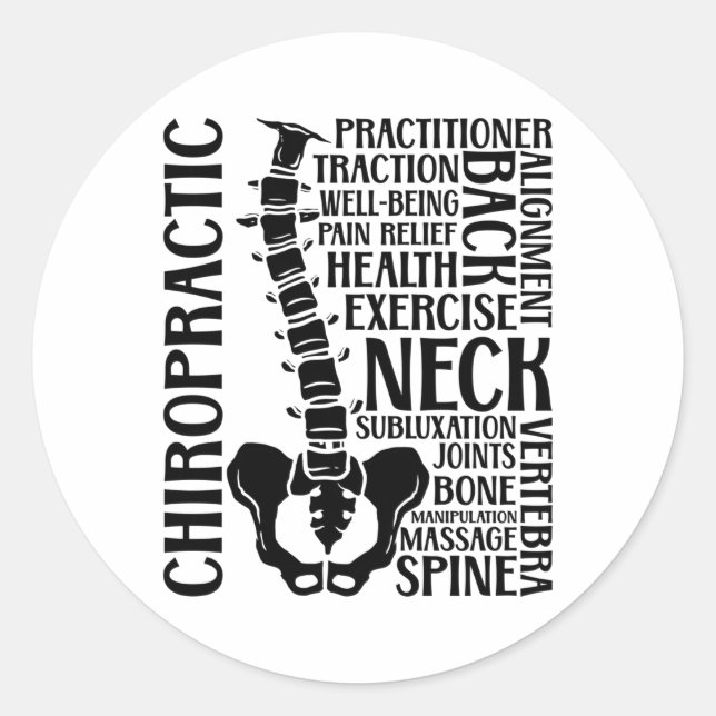 Adesivo Redondo Chiropractic Spine Therapist Chiro Chiropractor (Frente)