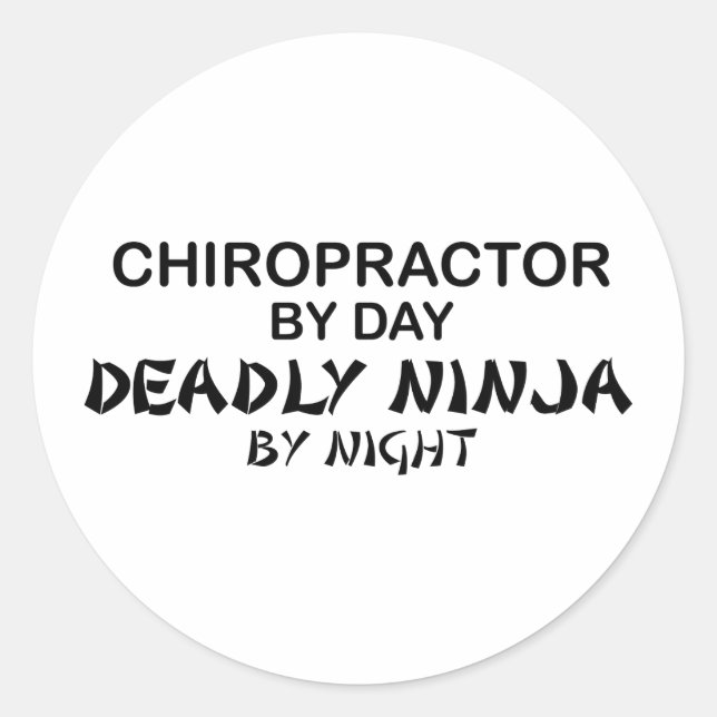 Adesivo Redondo Chiropractor Deadly Ninja por Noite (Frente)