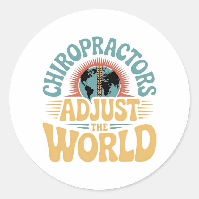 Adesivo Redondo Chiropractors ajustam o Design mundial retrô (Frente)