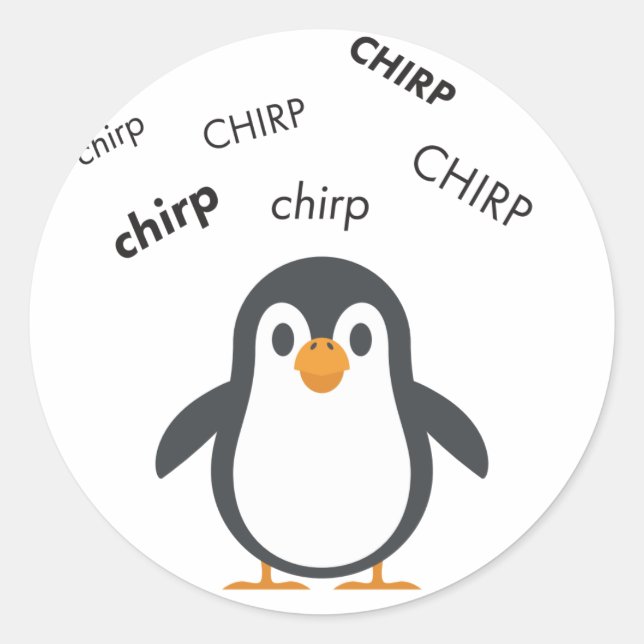 Adesivo Redondo Chirp Penguin Cute Emoji (Frente)