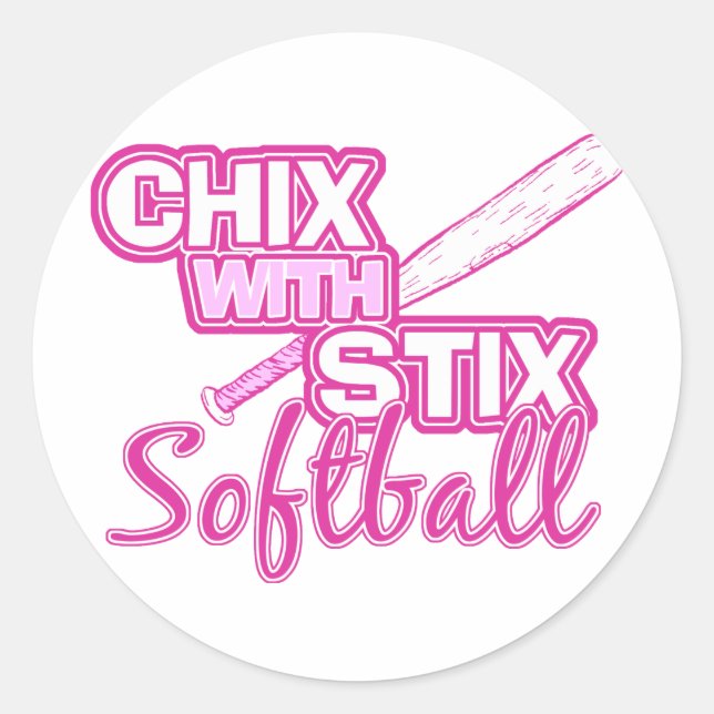 Adesivo Redondo Chix com Stix Softball (Frente)
