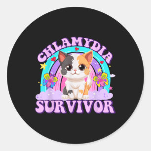 Adesivo Redondo Chlamydia Sobrevivente Cat Meme Camisas Engraçadas