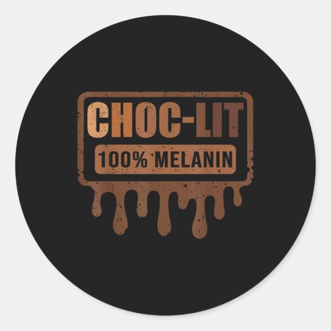 Adesivo Redondo Choc Lit Melanin Black Orde - Mês de História Negr (Frente)