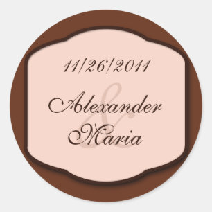 Adesivo Redondo Chocolate Brown & Beige Wedding Envelope Seals