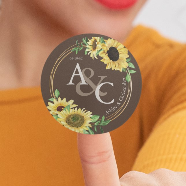 Adesivo Redondo Chocolate Brown ・ Casamento Moderno Elegante (Criador carregado)