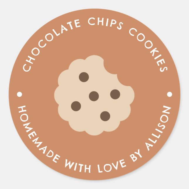 Adesivo Redondo Chocolate Chips Cookies Homemade Goods  (Frente)