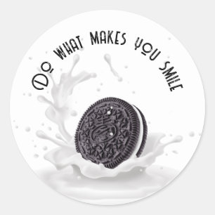 Adesivo Redondo Chocolate Cookie em Splash de Leite