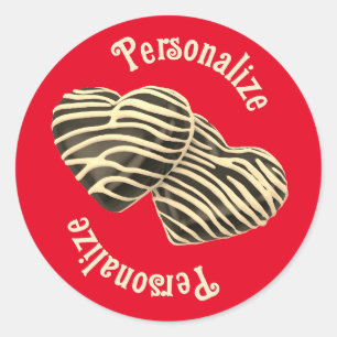 Adesivo Redondo Chocolate doce coração vermelho amor doce