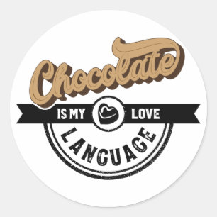 Adesivo Redondo Chocolate é a minha língua de amor