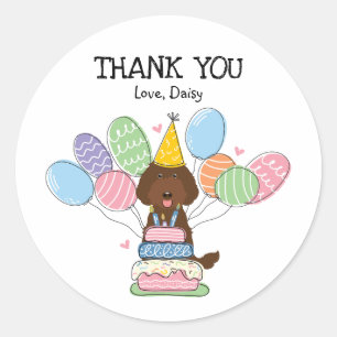 Adesivo Redondo Chocolate Labradoodle Birthday Favor Tags Sticker