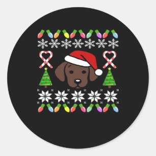 Adesivo Redondo Chocolate Labrador Papais noeis de Natal de Puppy