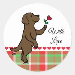 Adesivo Redondo Chocolate Labrador Pequeno Namorados de Flor Cardí