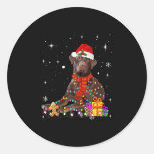 Adesivo Redondo chocolate labrador santa que fada de natal
