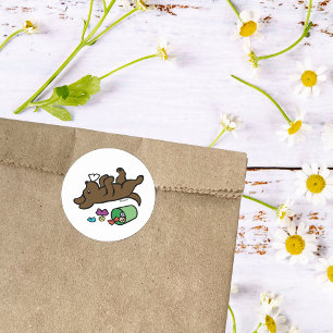 Adesivo Redondo Chocolate Mischievel Labrador Lide Eye