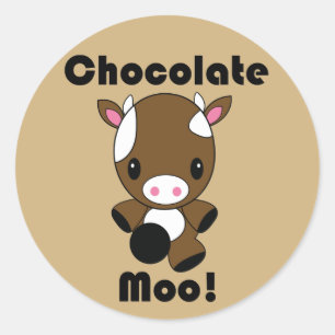 Adesivo Redondo Chocolate Moo Kawaii